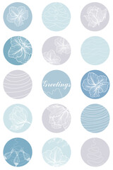 Round icons with delicate hand-drawn flowers, abstract lines, for highlighting stories, social networks, for bloggers, photographers, for highlighting covers. Aesthetic background, modern fashion blog