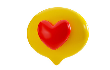 Fototapeta premium Social media notifications icon, Speech Bubble with Heart, 3d render