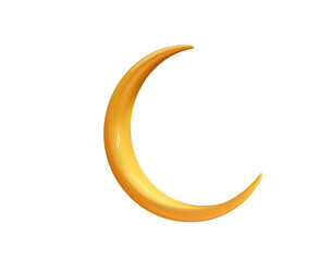 Crescent moon icon, 3d render.