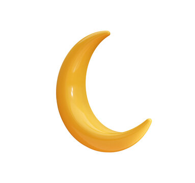 Crescent moon icon, 3d render.