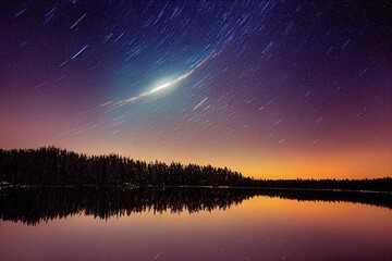 Naklejka premium Starry Sky shines in Christmas, Genarative AI