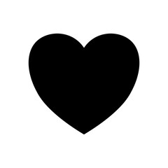 Black heart icon isolated on white background.