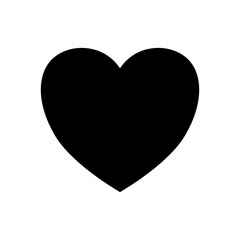 Black heart icon isolated on white background.
