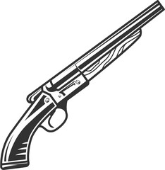 Vintage monochrome a sawn-off shotgun, hunting concept gun isolated illustration