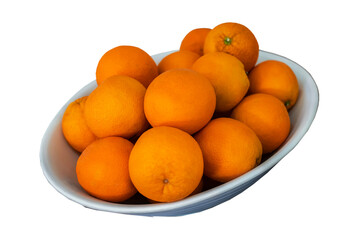Orange. Lots of fresh fruits on a white plate. Healthy diet food concept, vegetarianism. isolated