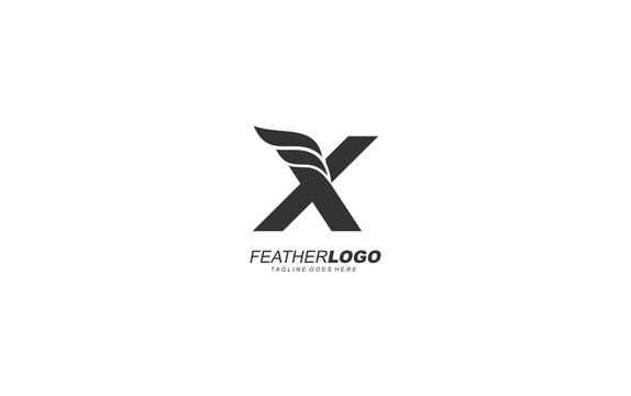 X logo wing for identity. feather template vector illustration for your brand.