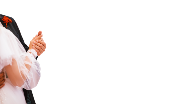 Isolated Bride and groom are dancing slow dance. copy space - Powered by Adobe