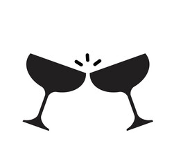 Cheers wine glass silhouette vector illustration © santima.studio
