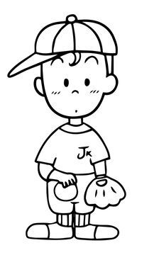 cartoon guy baseball doodle kawaii anime coloring page cute illustration drawing clip art character chibi manga comic