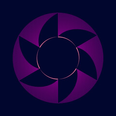 Abstract violet and pink lines in circle form. Segmented circle. Trendy design element for frame, round technology logo, sign, symbol, web, prints, posters, template, pattern