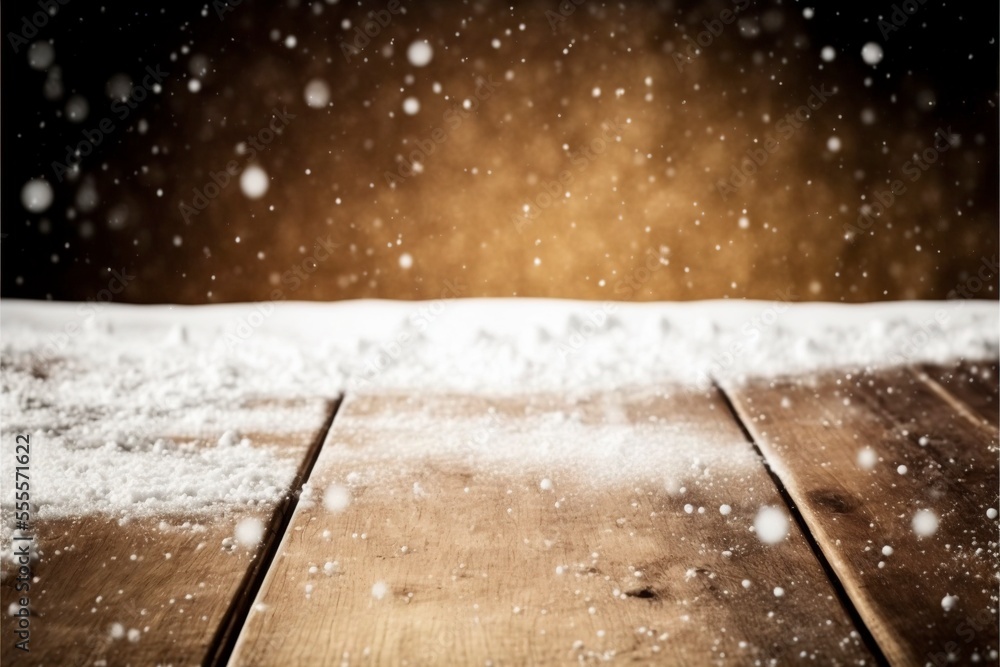 Canvas Prints wooden table with snow texture background