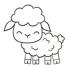 sheep cartoon doodle kawaii anime coloring page cute illustration drawing clip art character chibi manga comic