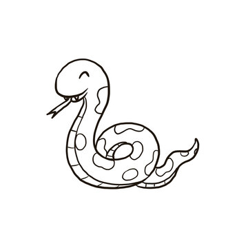 snake cartoon doodle kawaii anime coloring page cute illustration drawing clip art character chibi manga comic