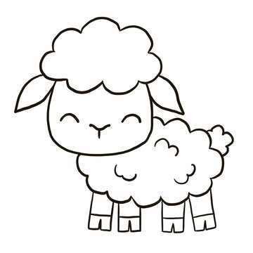 sheep cartoon doodle kawaii anime coloring page cute illustration drawing clip art character chibi manga comic