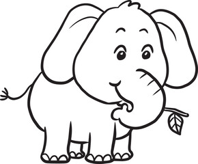 elephant cartoon animal cute kawaii doodle line drawing coloring page, elephant