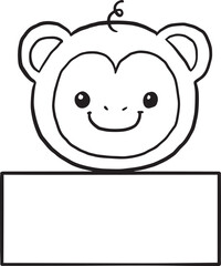 monkey cartoon animal cute kawaii doodle line drawing coloring page, monkey