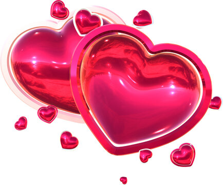 3D heart love Illustration. Valentine's Day.