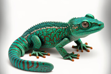 Obraz premium Malachite lizard salamander figurine with a white backdrop. Generative AI