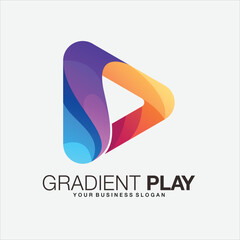 Gradient play vector design logo template icon