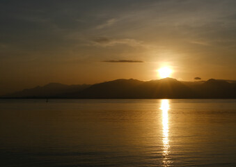 sunrise view in Banyuwangi, sunrise over the mountain, sunrise on the sea, sunrise on the beach, sunrise over Bali Island