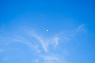 blue sky background, blue sky with clouds, blue sky and clouds, blue sky and moon