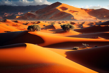 The dunes at Morocco's Erg Chebbi. Generative AI