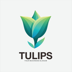 Tulips vector logo design illustration symbol