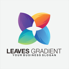 Gradient leaves vector logo design illustration