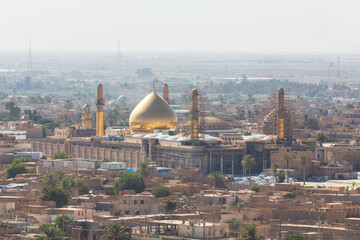 Golden Mosque Imam Ali Hadi in Samarra, view from the top, Iraq