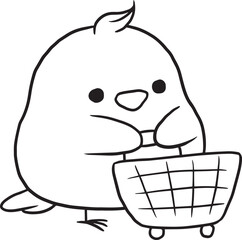 Obraz premium chicken cartoon doodle kawaii anime coloring page cute illustration drawing clip art character chibi manga comic
