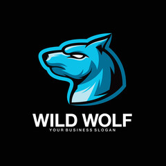 Wild wolf vector logo design illustration