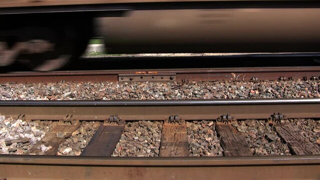 Train Tracks with Train Passing By
