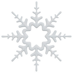 3D Rendering White Snowflake. PNG Transparent Background.