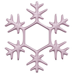 3D Rendering Metallic Pink Snowflake. PNG Transparent Background.