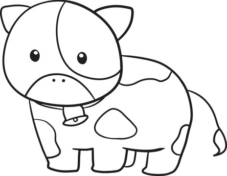 cow cartoon doodle kawaii anime coloring page cute illustration drawing clip art character chibi manga comic