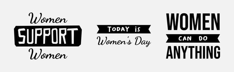 set of typography for woman's day and feminism design theme. Suitable for merch, cup, t-shirt, banner, and poster campaign.