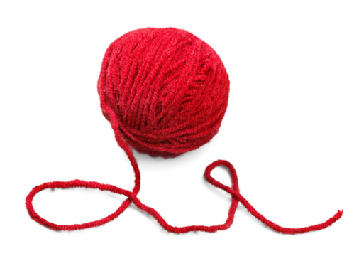 Vector wool yarn ball. Knit threads. Cozy crafting hobby. Knitting