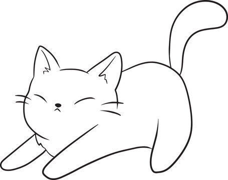 cat cartoon doodle kawaii anime coloring page cute illustration clipart character manga
