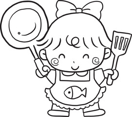 Fototapeta premium Boy cartoon doodle kawaii anime coloring page cute illustration drawing clipart character chibi manga comics