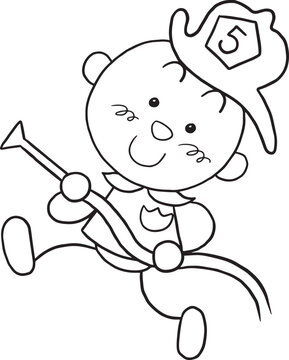 firefighter boy logo cartoon doodle kawaii anime coloring page cute illustration drawing clipart character chibi manga comics