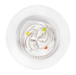 Cupcake on a plate - isolated image