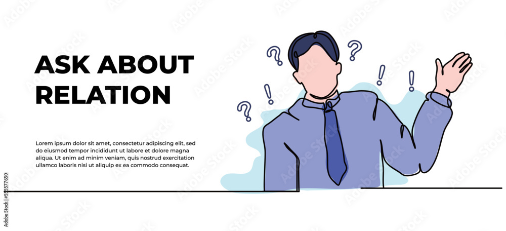 Poster confused worker vector illustration. work problems, looking for solutions. modern flat in continuous