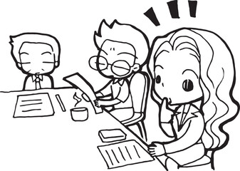 office girl cartoon doodle kawaii anime coloring page cute illustration drawing clipart character chibi manga comics