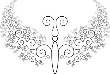 Magical butterfly, hand-drawn artwork. Vector illustration.