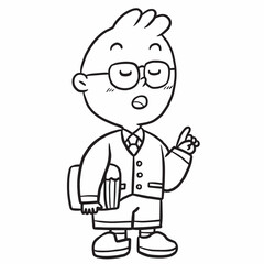 Obraz premium teacher men cartoon boy doodle kawaii anime coloring page cute illustration drawing clip art character chibi manga comics