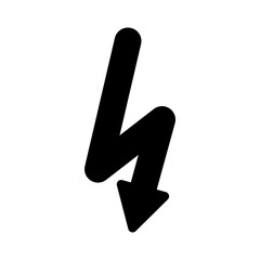 Black silhouette of lightning on a white background