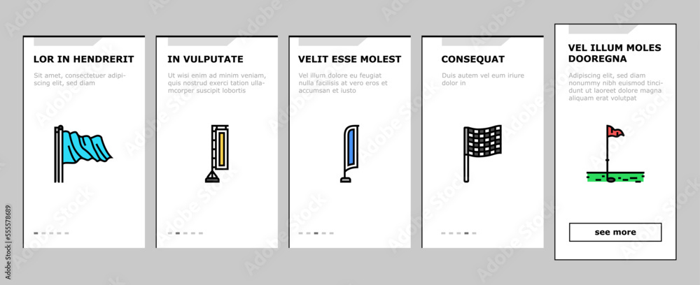 Poster flag start web pennant map onboarding mobile vector. banner symbol, location pole, shape mark, finis