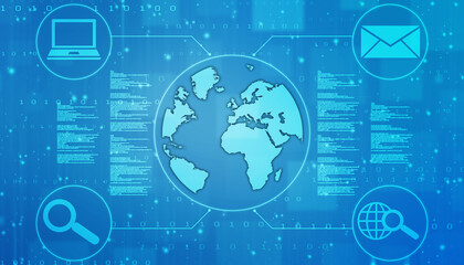 Obraz premium Internet binary data code computing or transmission process,Internet data transmission, Binary Code Background, Digital Abstract technology background
