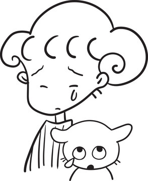 girl cat cartoon doodle kawaii anime coloring page cute illustration clipart character chibi manga comic drawing line art free download png image