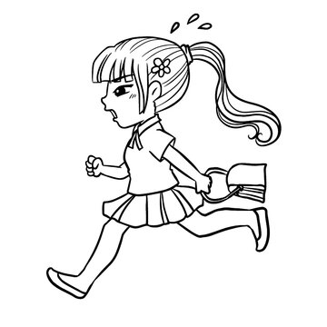 Running Girl cartoon doodle kawaii anime coloring page cute illustration drawing clip art character chibi manga comic